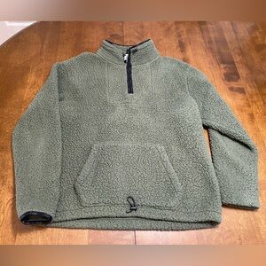 Victoria’s Secret PINK Sage Green Sherpa Sweatshirt Pullover Coat, Size Medium